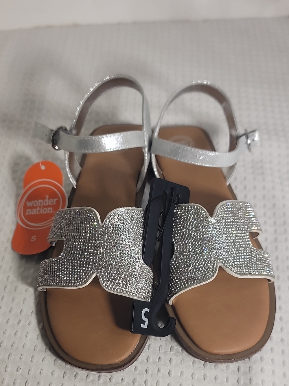 wonder nation Silver Rhinestone Girls' Dress Sandals